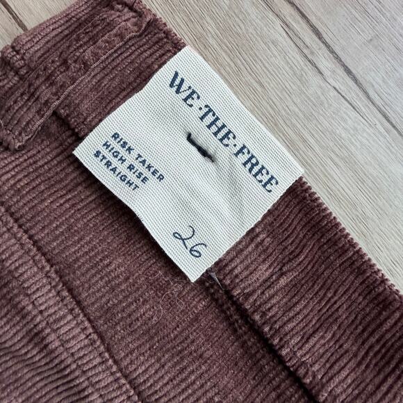 NWT Free People We The Free Risk Taker High Rise Corduroy Pants Brown Size 26 - Picture 4 of 10